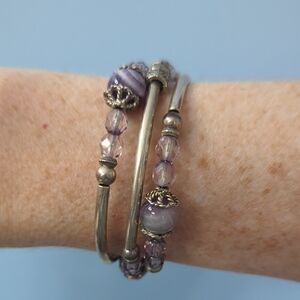 Purple Spiral Beaded Bracelet